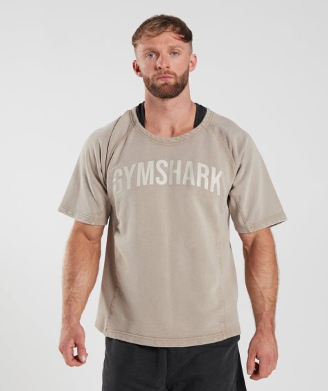 Camiseta Gymshark Power Washed Rag Top Hombre Beige | MX 765UTE